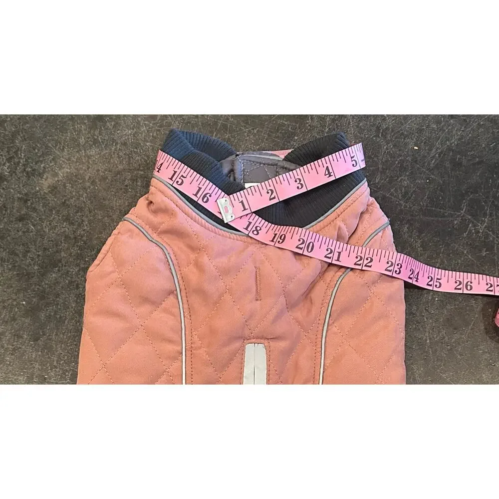 New Emust Quilted Winter Dog Coat -Pink/Gray - Size Medium